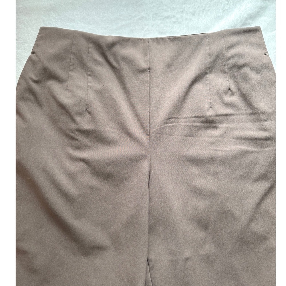 Nicole Miller Wide Leg Trousers L Beige High Rise Elastic Back Pants Minimalist - Picture 5 of 9
